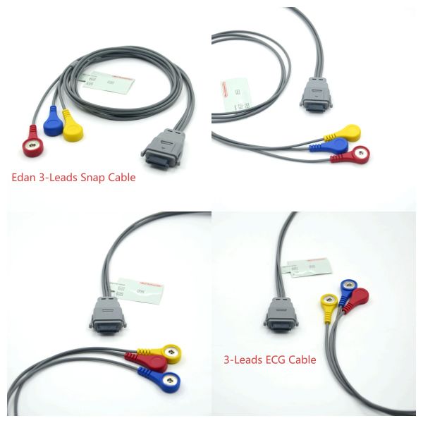 Compatible Edan High Quality Factory Manufacturer Monitor Medical Accessory 3 Leads Snap ECG Cable