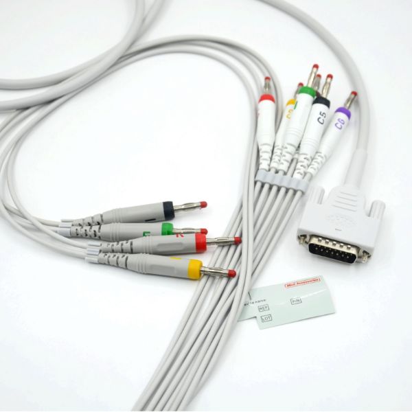Med Accessories Hospital-Grade Class II Diagnostic EKG Cable 10-Lead Nihon Kohden Compatible Medical Alcohol Disinfecting RoHS