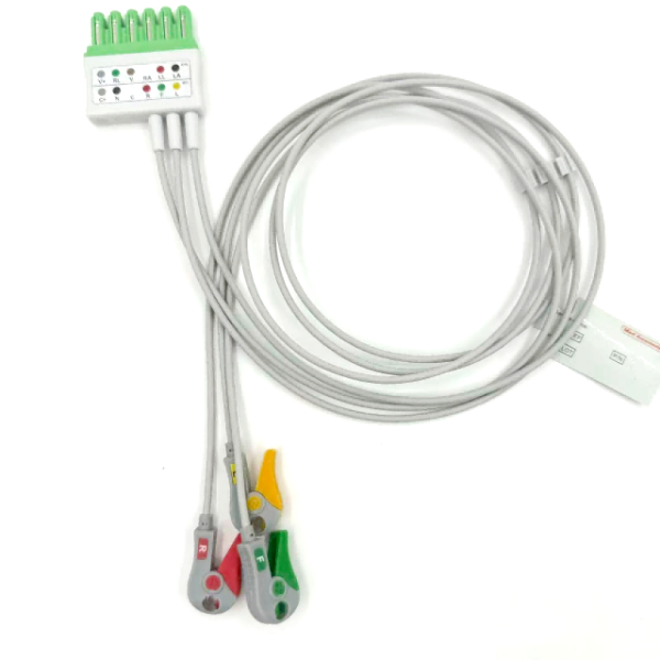 High Quality Med Accessories RoHS Certified Diagnostic Silicone IEC Color 5-Lead Grabber EKG ECG Cable Compatible HP